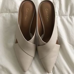 Size 7 White Calvin Klein Mules